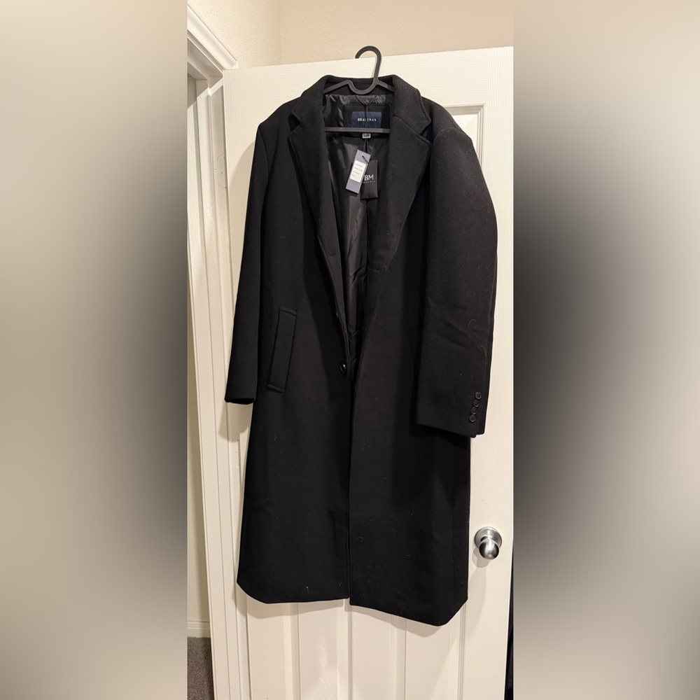 Men's Classic Black Wool Coat